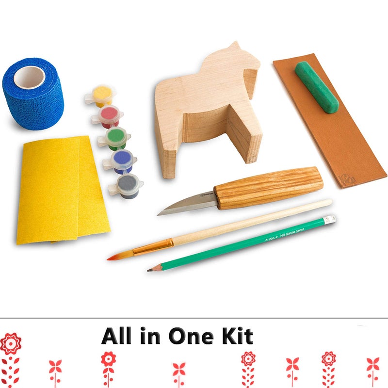 BeaverCraft Wood Carving Kit with Whittling Knife & Basswood - Whittling Set DIY 02 Dala Horse - Hobbies for Adults and Teens - Wood Carving Tools - Hobby Gifts - Image 3